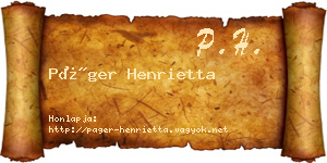 Páger Henrietta névjegykártya